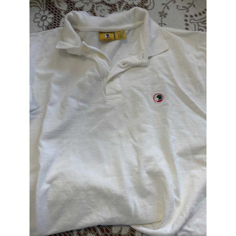 Duck Head Original Mens White Cotton Pique Short Sleeve Polo Shirt XL Logo
